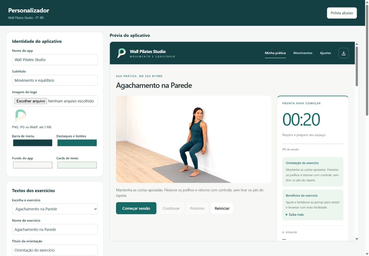 Personalizador del Wall Pilates Studio